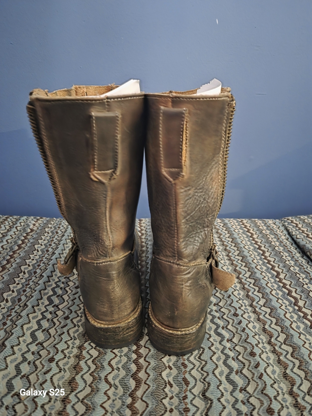 Brown Leather Motorcycle Boots with Side Zippers - Picture 5 of 10